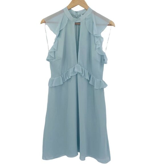 True Decadence Tall mint light seafoam green Ruffle Shoulder Dress size 12 - Picture 3 of 9